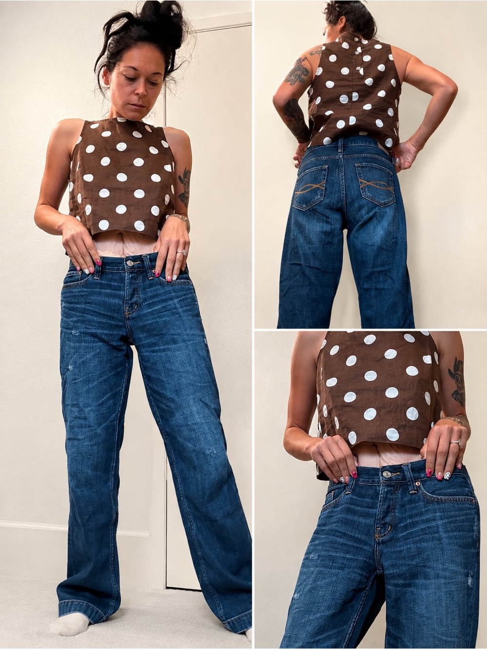 Abercrombie & Fitch Wide-Leg Jeans in Dark Blue Wash